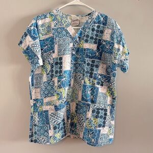 SCRUBS Multi-color Pattered Patchwork Scrub Top